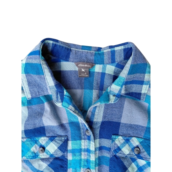Eddie Bauer Blue Casual Button Down Flannel Shirt - Picture 5 of 7